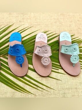 Jack Rogers Blue Leather Thong Sandals Royal Blue